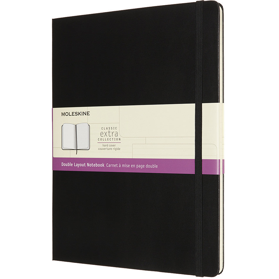 Moleskine Double Layout Notebook Hardcover Extra Large Ruled-Plain Black by Moleskine at Cult Pens