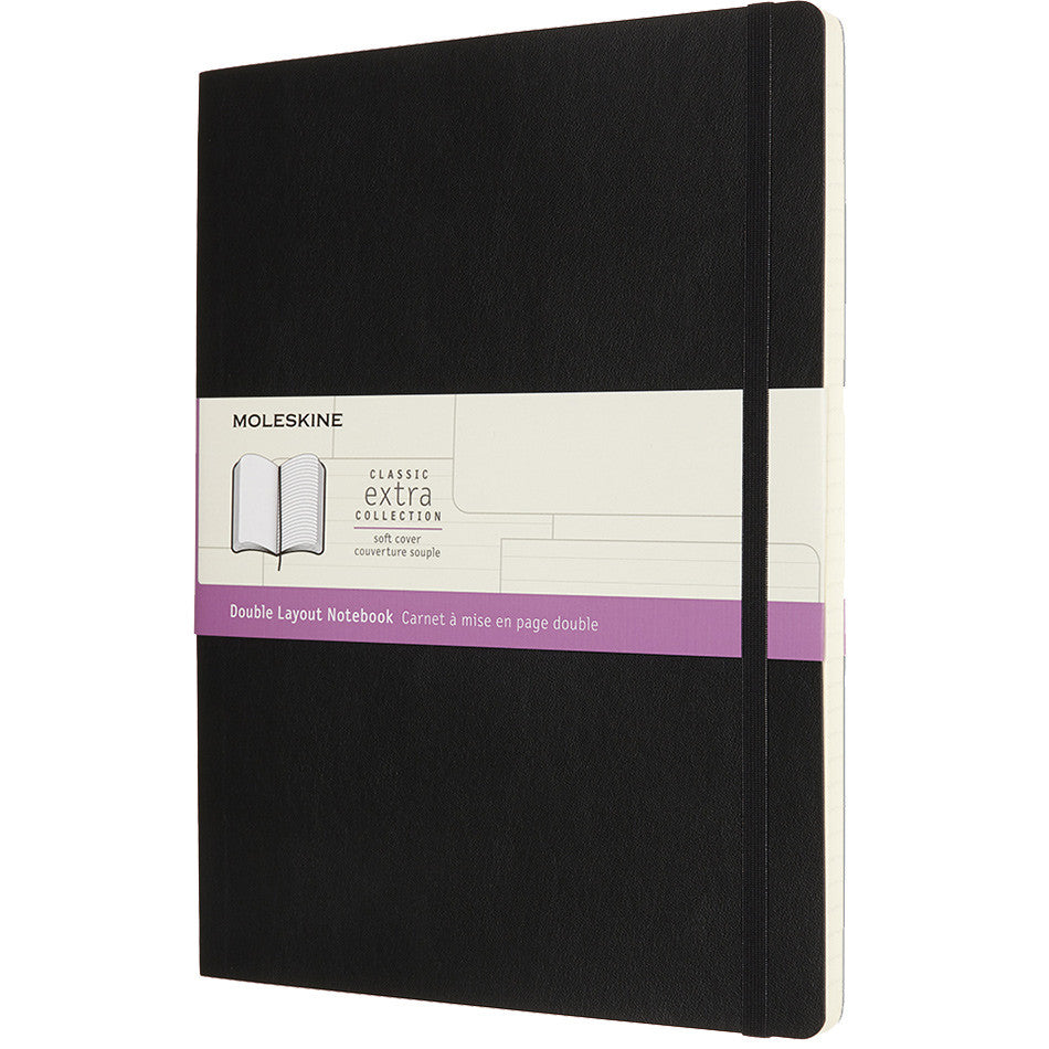 Moleskine Double Layout Notebook Softcover Extra Large Ruled-Plain Black by Moleskine at Cult Pens