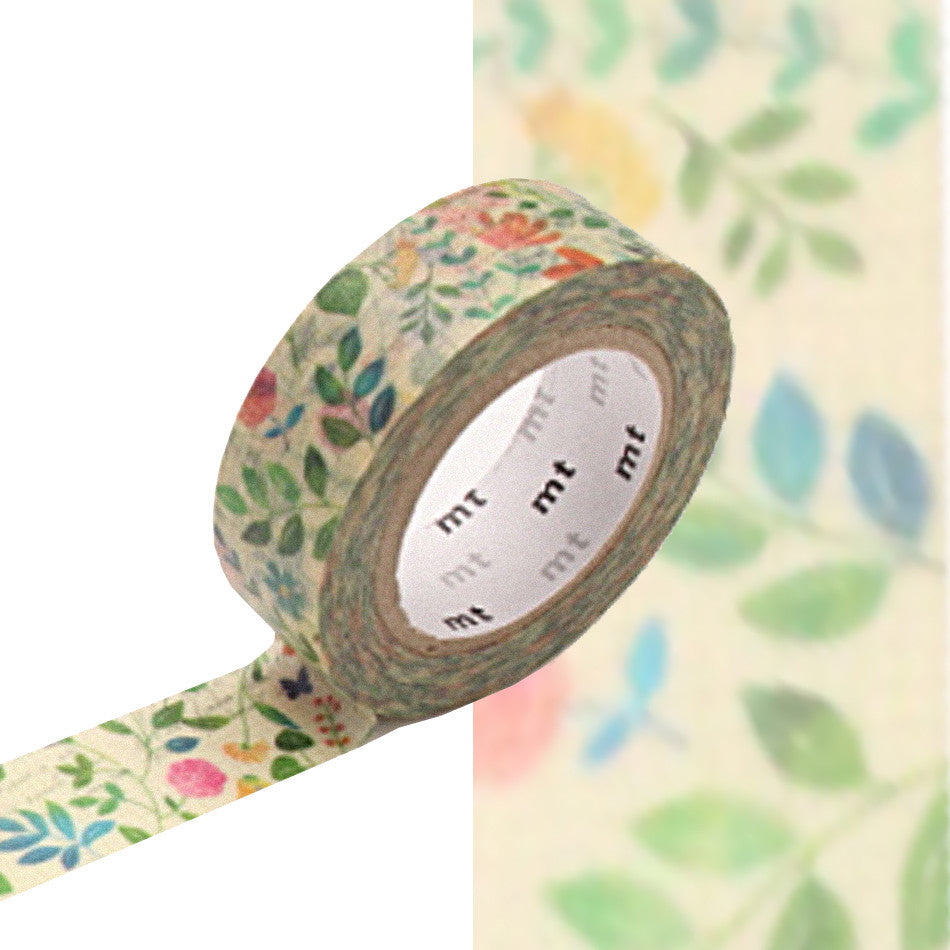 mt Washi Masking Tape - 15mm x 7m - Watercolour Flower by mt at Cult Pens