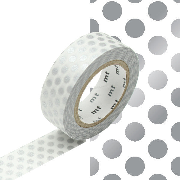 mt Washi Masking Tape - 15mm x 7m - Dot Silver by mt at Cult Pens