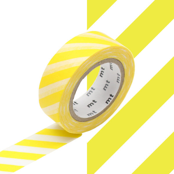 mt Washi Masking Tape - 15mm x 7m - Stripe Lemon by mt at Cult Pens