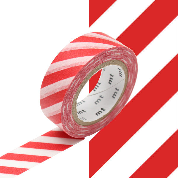 mt Washi Masking Tape - 15mm x 7m - Stripe Red by mt at Cult Pens