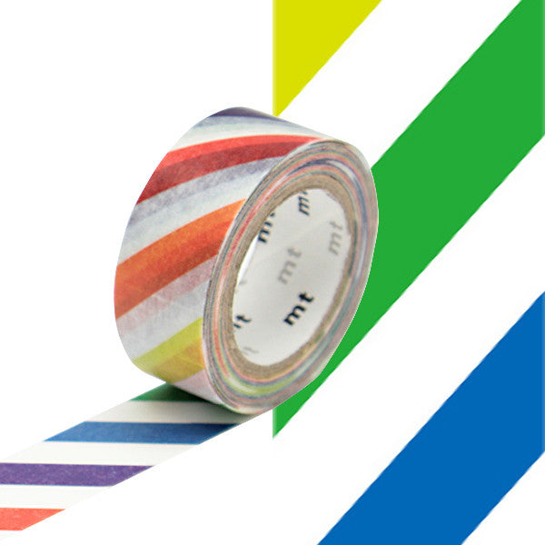 mt Washi Masking Tape - 15mm x 7m - Colourful Stripe by mt at Cult Pens