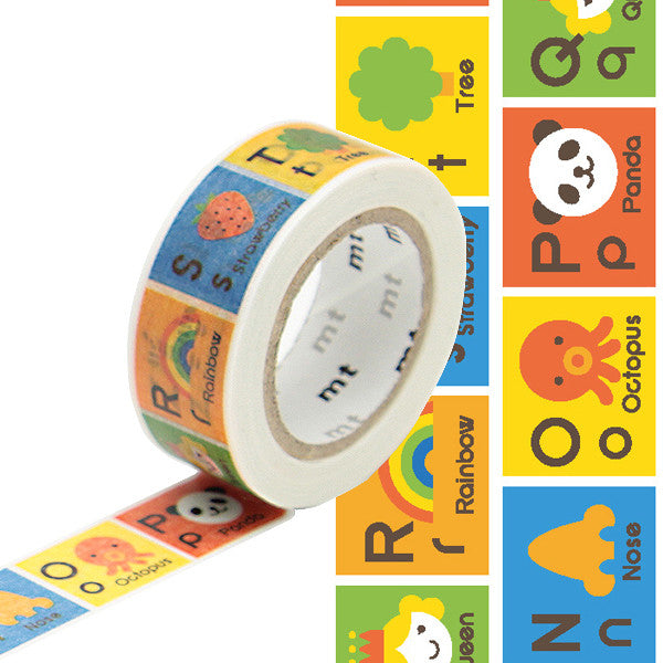 mt Washi Masking Tape for Kids - 15mm x 7m - Alphabet N-Z by mt at Cult Pens