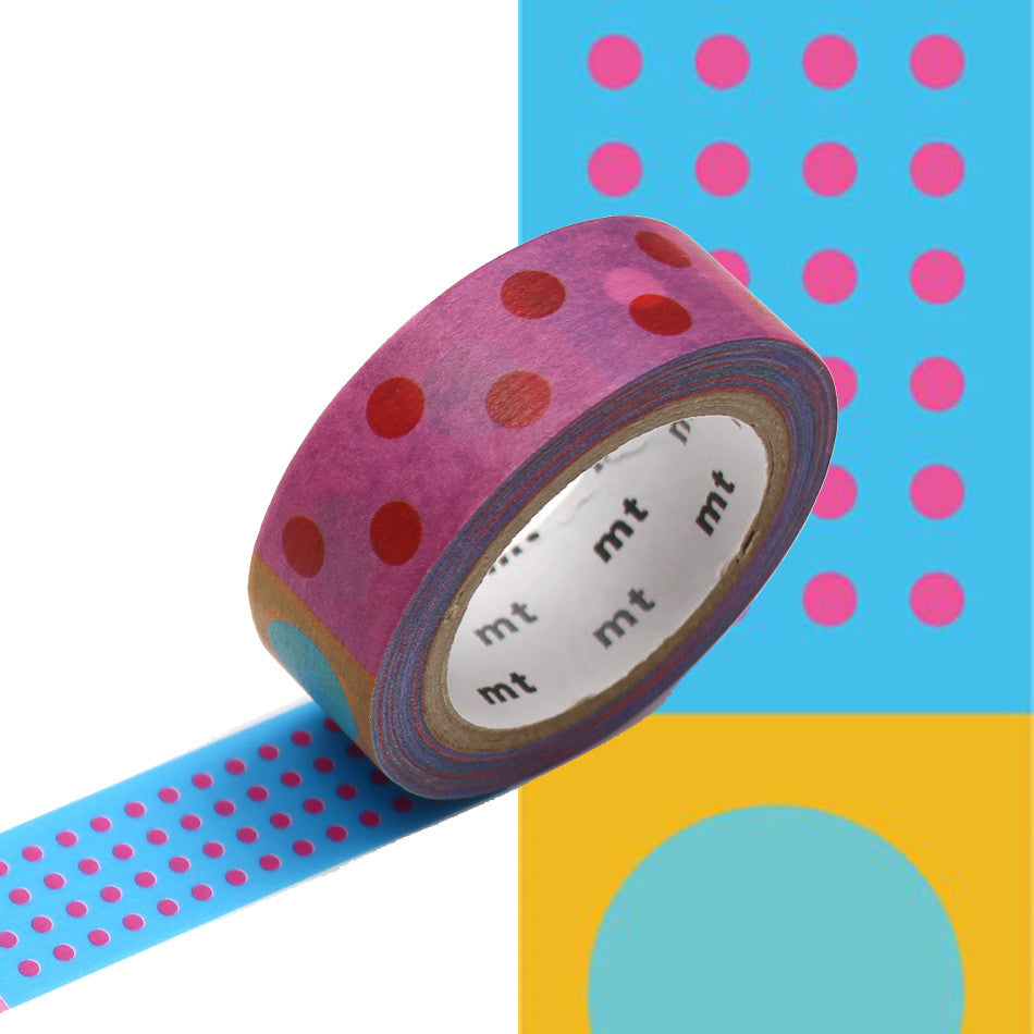 mt Washi Masking Tape - 15mm x 7m - Kapitza Polka Dot Vivid by mt at Cult Pens