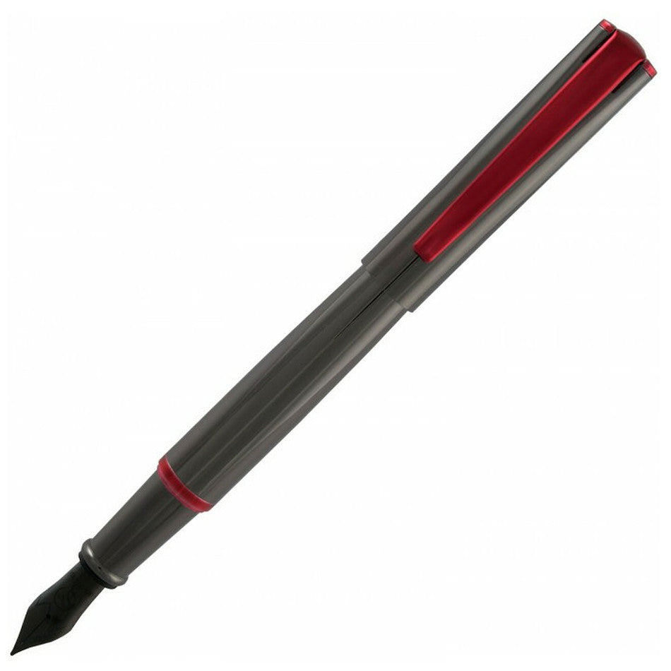 Monteverde Impressa Fountain Pen Gun Metal with Red Trim by Monteverde at Cult Pens