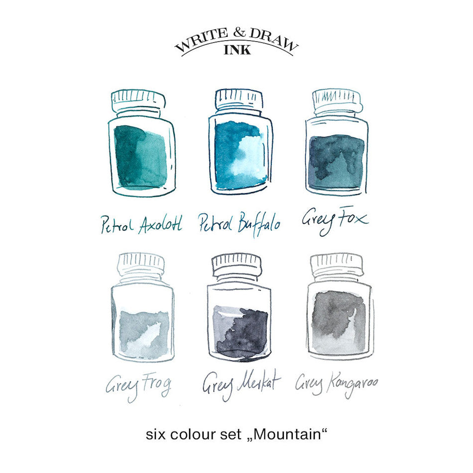 Octopus Write and Draw Ink Set of 6 Mountain by Octopus Fluids at Cult Pens