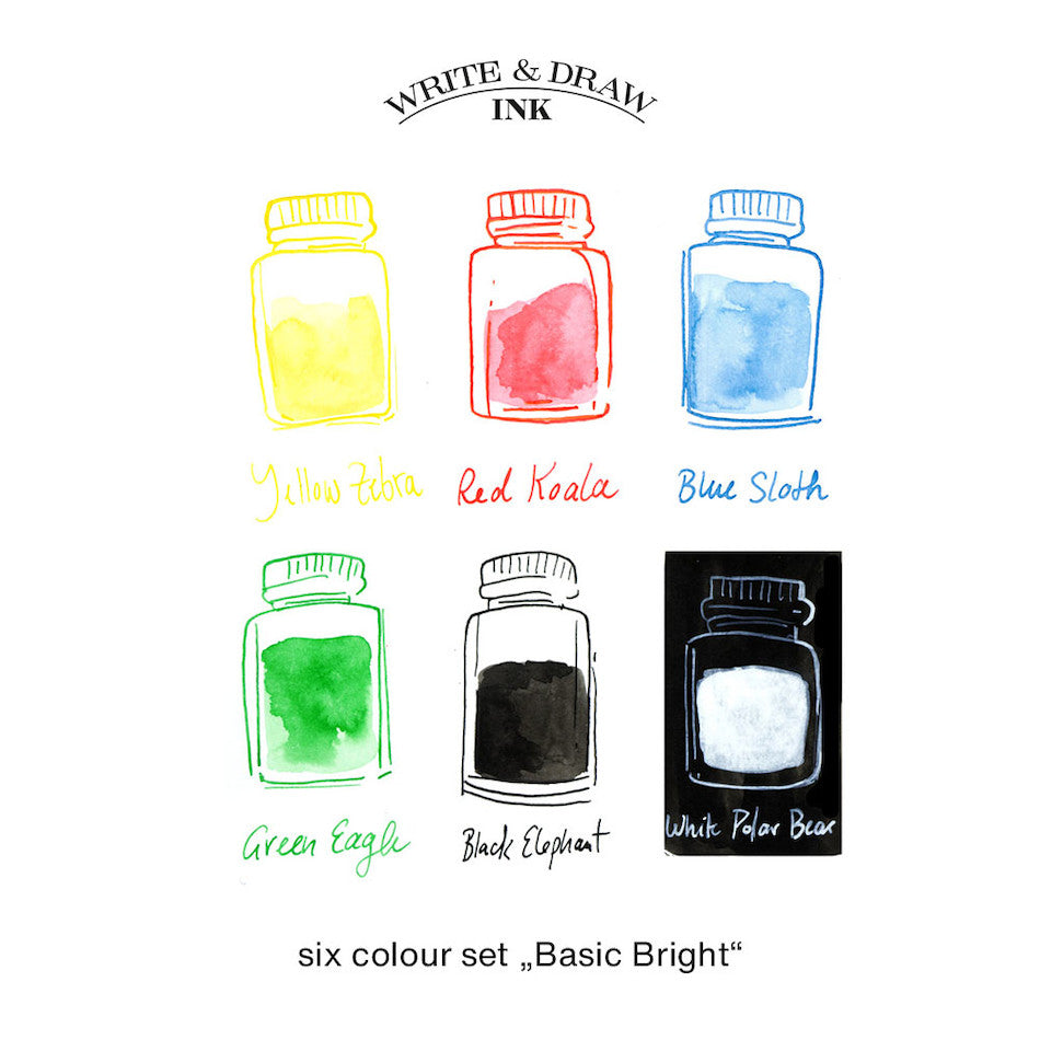 Octopus Write and Draw Ink Set of 6 Basic Bright by Octopus Fluids at Cult Pens