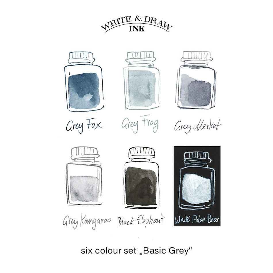 Octopus Write and Draw Ink Set of 6 Basic Grey by Octopus Fluids at Cult Pens