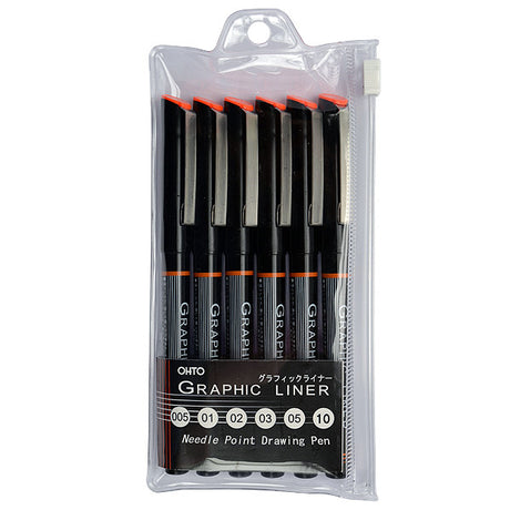 OHTO Graphic Liner Rollerball Drawing Pen Assorted Set of 6 by OHTO at Cult Pens