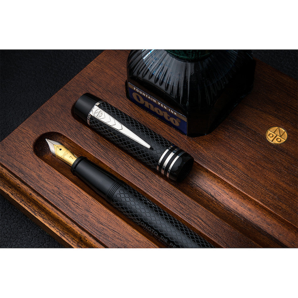 Onoto Magna Classic Fountain Pen Black Chased by Onoto at Cult Pens