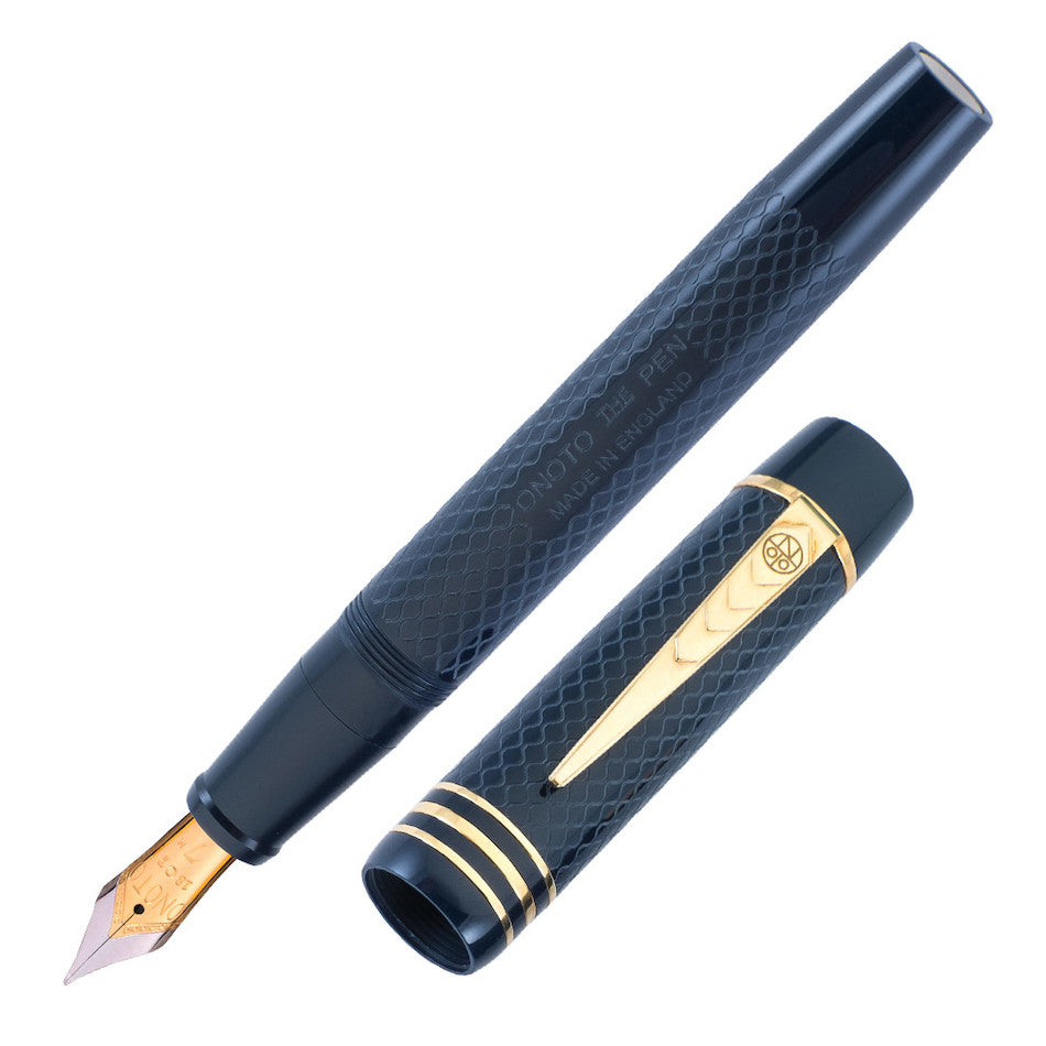Onoto Magna Classic 18ct Gold Nib Fountain Pen Blue Chased by Onoto at Cult Pens