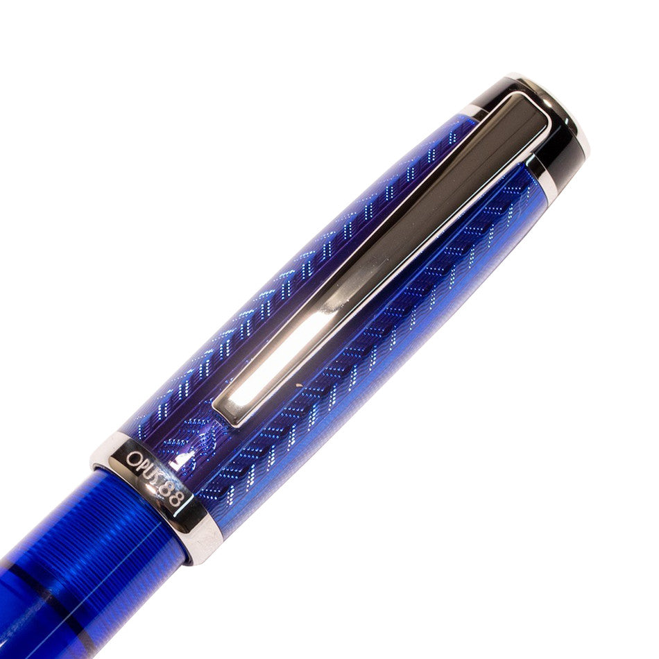 Opus 88 Opera Fountain Pen Diamond Cut Arrow Blue by Opus 88 at Cult Pens