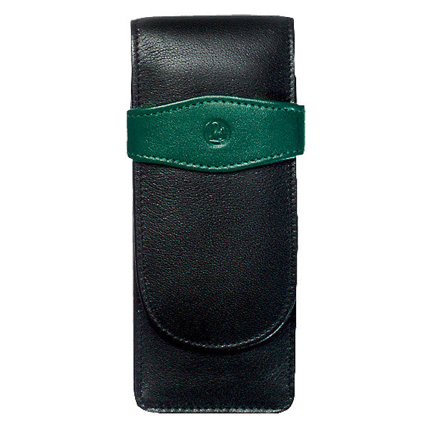 Pelikan Soft Leather Pen Pouch for Three Pens Green and Black by Pelikan at Cult Pens