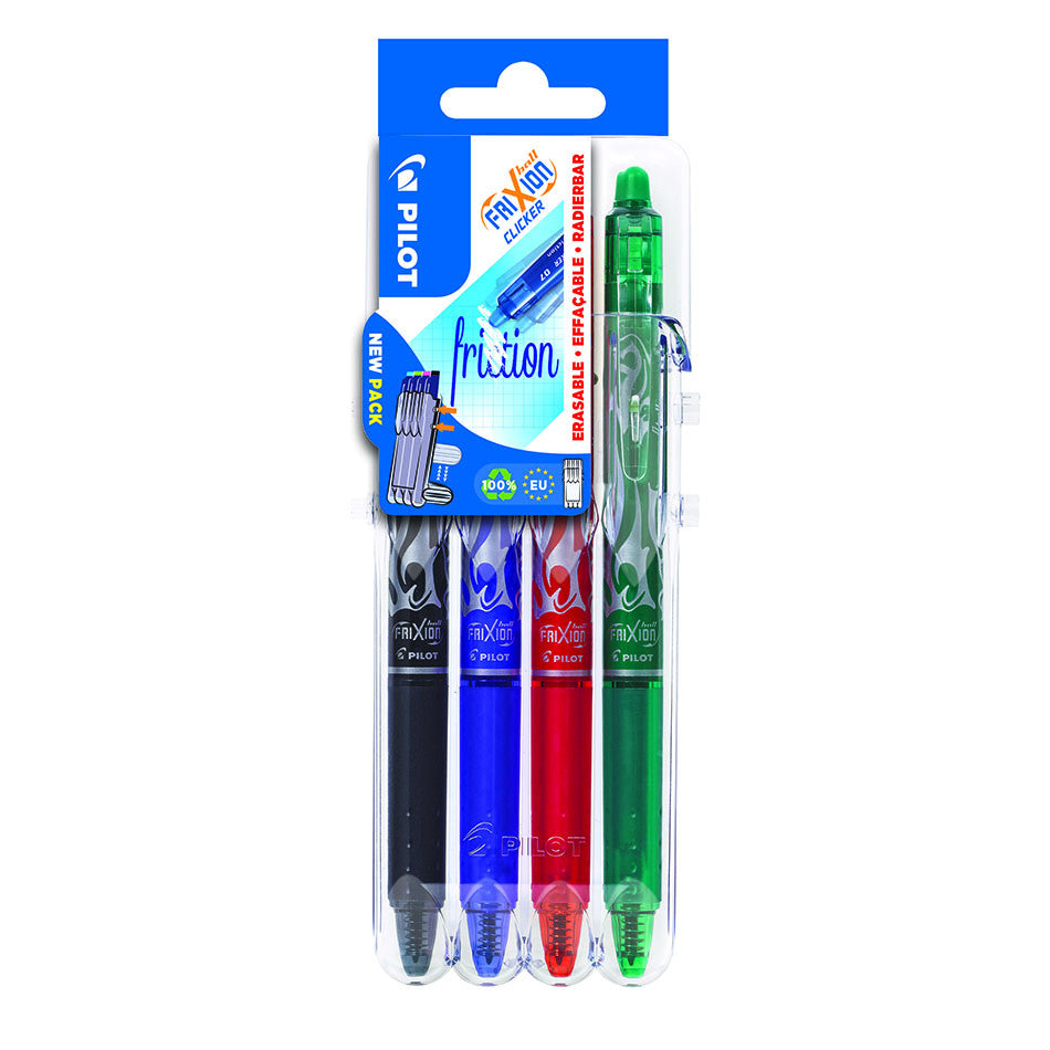 Pilot FriXion Clicker Erasable Rollerball Pen 07 Medium Assorted Set of 4 by Pilot at Cult Pens