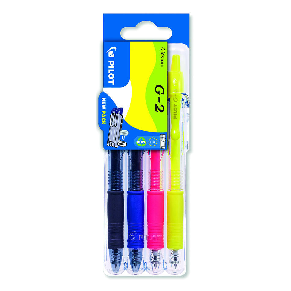 Pilot G2 Neon Retractable Gel Rollerball Pen Assorted Set of 4 by Pilot at Cult Pens