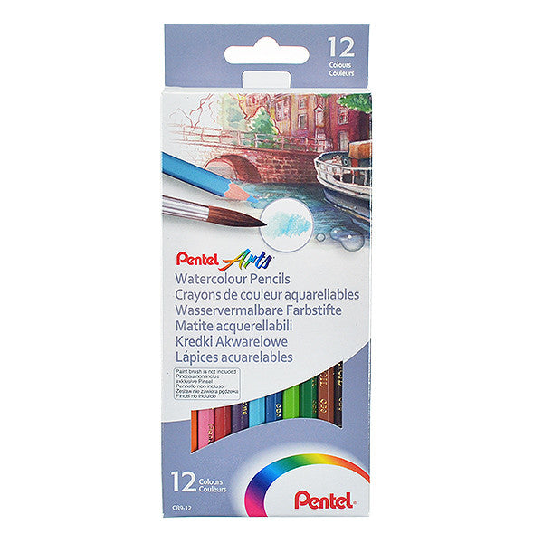 Pentel Watercolour Pencils Set of 12 by Pentel at Cult Pens