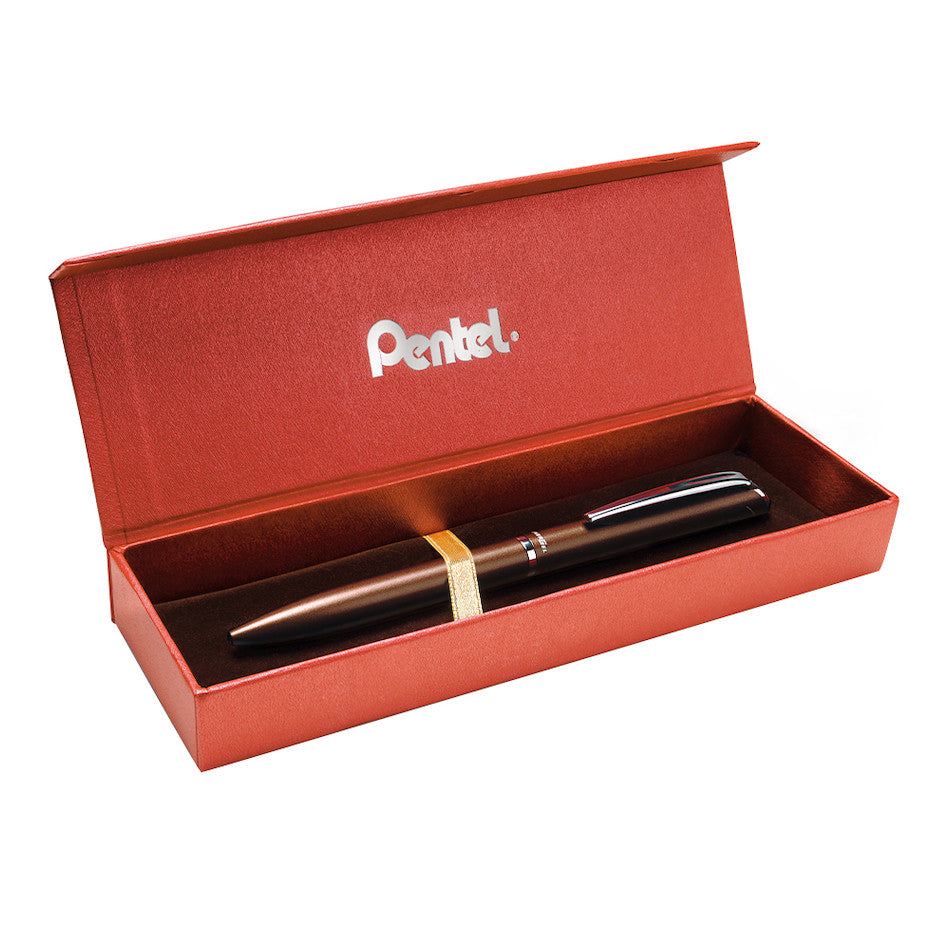 Pentel EnerGel Philography Retractable Rollerball Pen Brown with Gift Box by Pentel at Cult Pens