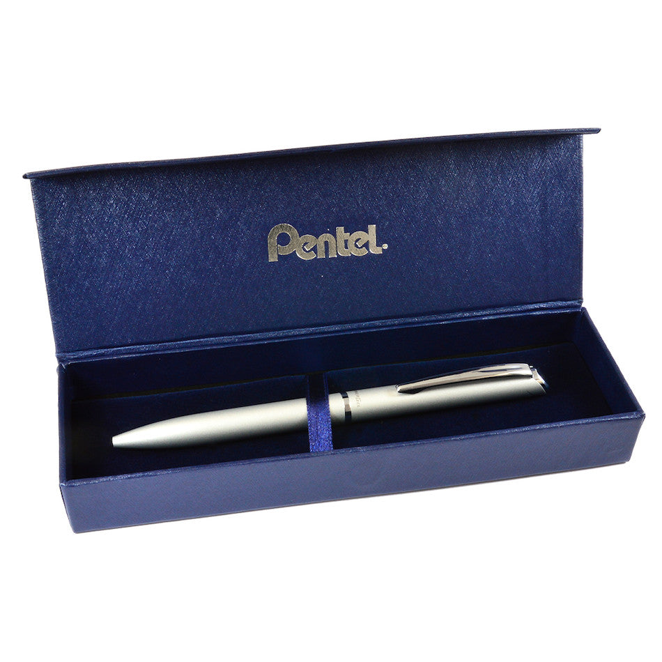 Pentel EnerGel Philography Retractable Rollerball Pen Silver with Gift Box by Pentel at Cult Pens