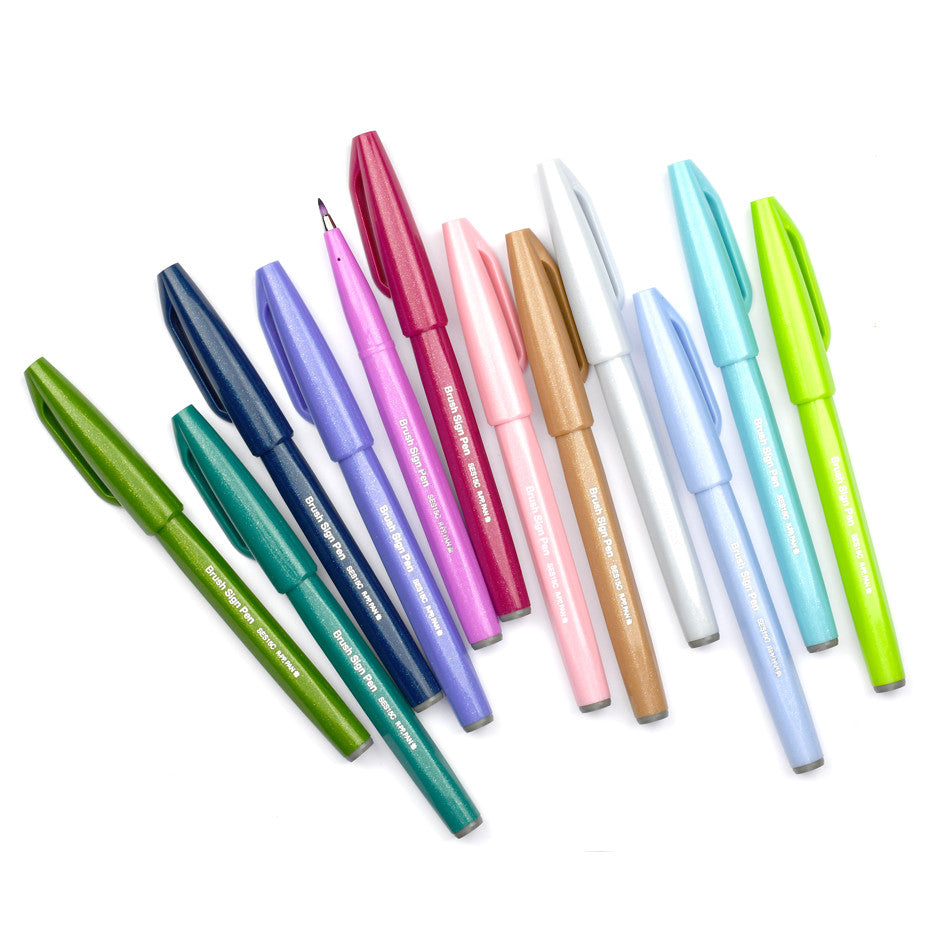 Sign Pens Pentel Touch Brush Sign Pen Set of 12 Fresh Shades