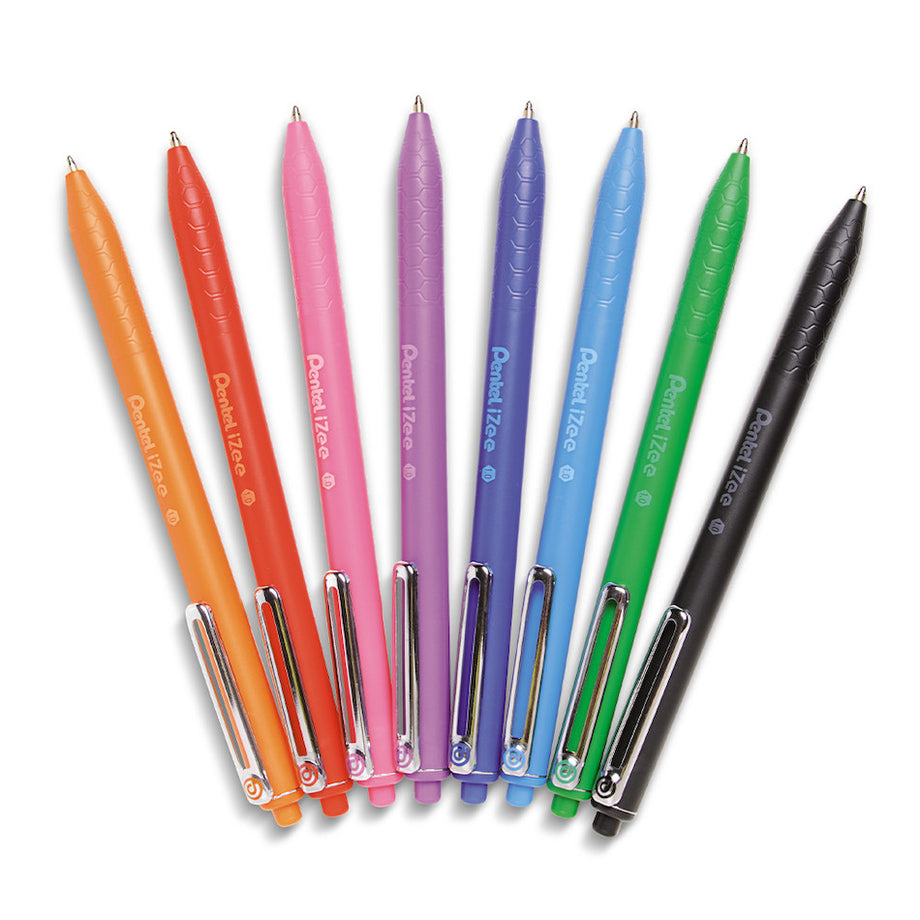 Pentel Izee Retractable Ballpoint Pen Wallet of 8