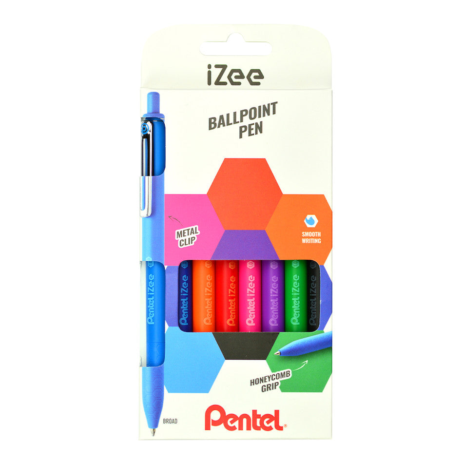 Pentel iZee Retractable Ballpoint Pen Wallet of 8 by Pentel at Cult Pens