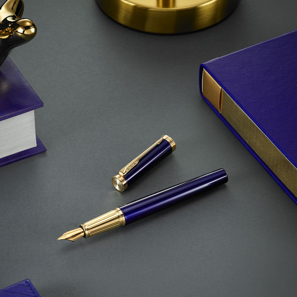 Parker Ingenuity Fountain Pen Blue with Gold Trim by Parker at Cult Pens