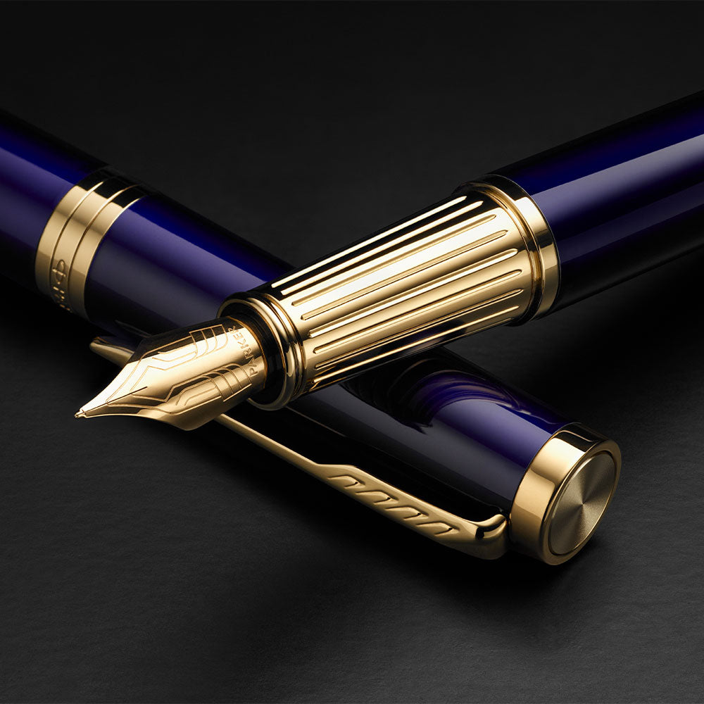 Parker Ingenuity Fountain Pen Blue with Gold Trim by Parker at Cult Pens