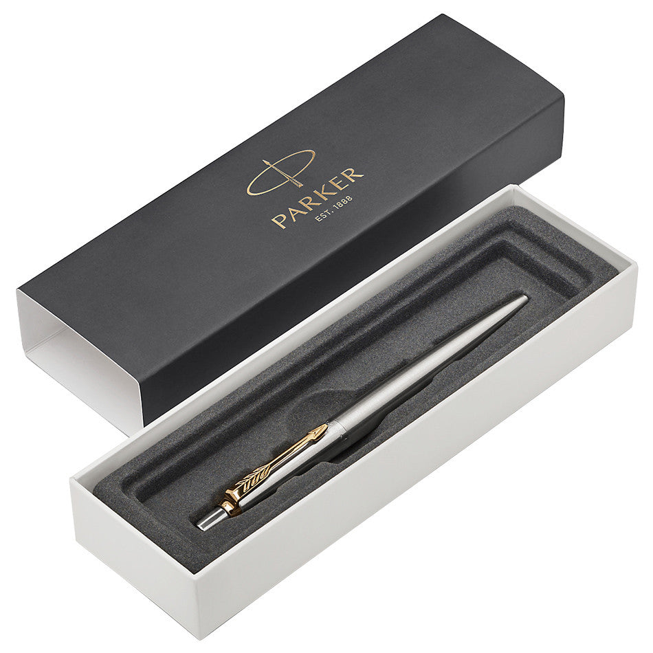 Parker Jotter Ballpoint Pen Stainless Steel Gold Trim by Parker at Cult Pens
