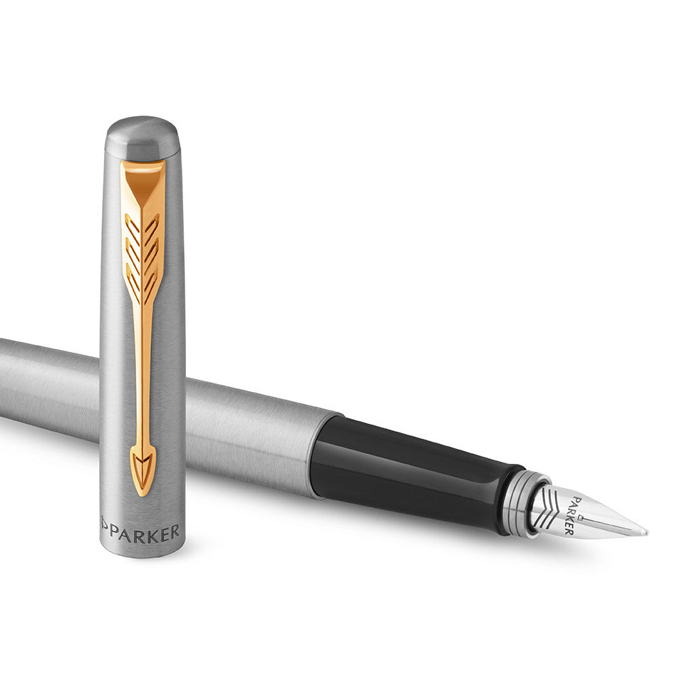 Parker Jotter Fountain Pen Stainless Steel Gold Trim by Parker at Cult Pens