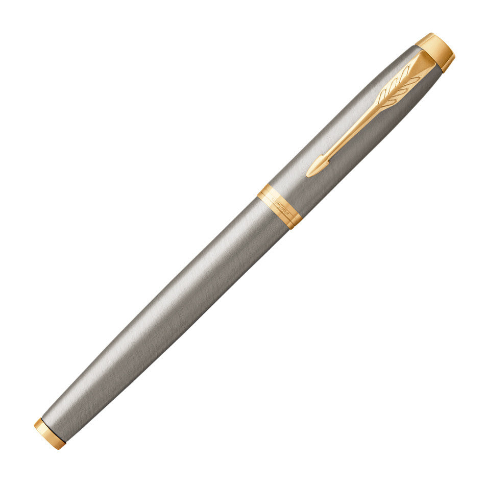 Parker IM Fountain Pen Brushed Metal with Gold Trim by Parker at Cult Pens