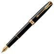 Parker Sonnet Fountain Pen Black Lacquer with Gold Trim by Parker at Cult Pens
