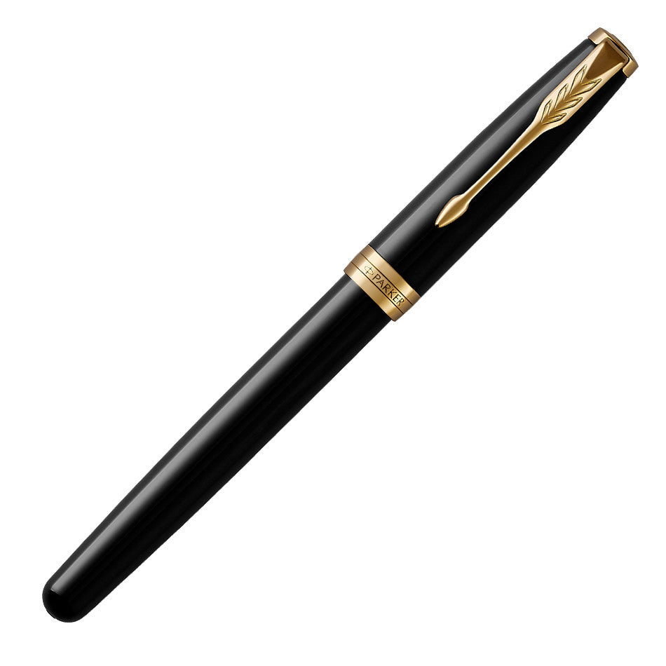 Parker Sonnet Fountain Pen Black Lacquer with Gold Trim by Parker at Cult Pens