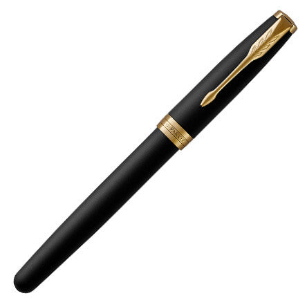 Parker Sonnet Fountain Pen Matte Black Lacquer with Gold Trim by Parker at Cult Pens
