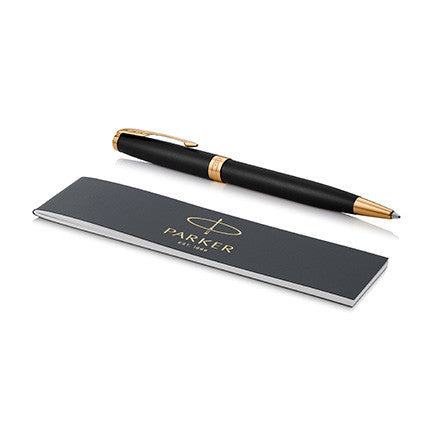 Parker Sonnet Ballpoint Pen Matte Black Lacquer with Gold Trim by Parker at Cult Pens