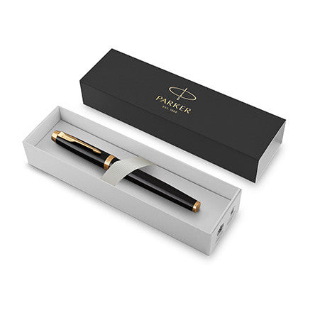 Parker IM Rollerball Pen Black Lacquer with Gold Trim by Parker at Cult Pens