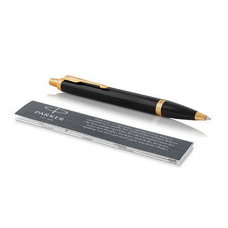 Parker IM Ballpoint Pen Black Lacquer with Gold Trim by Parker at Cult Pens
