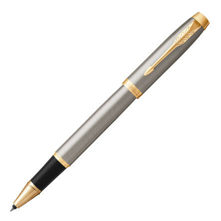 Parker IM Rollerball Pen Brushed Metal with Gold Trim by Parker at Cult Pens