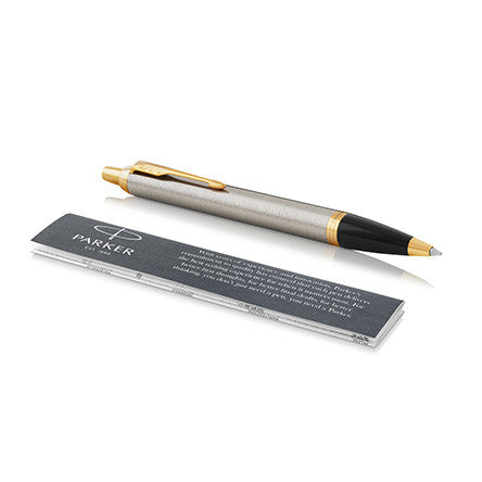 Parker IM Ballpoint Pen Brushed Metal with Gold Trim by Parker at Cult Pens