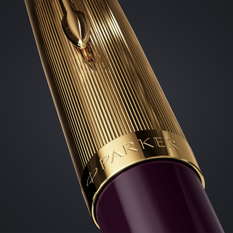 Parker 51 Ballpoint Pen Plum with Gold Trim by Parker at Cult Pens