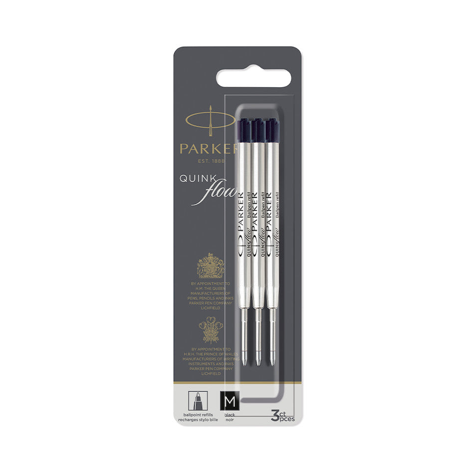 Parker Quinkflow Ballpoint Pen Refill Medium Tip Set of 3 Blue by Parker at Cult Pens