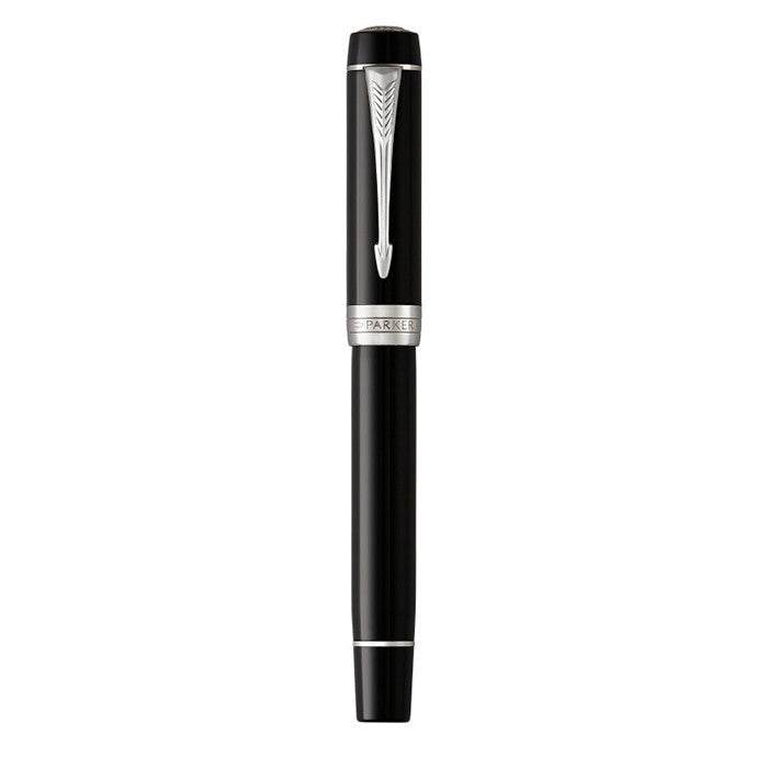 Parker Duofold Classic Fountain Pen Black with Chrome Trim by Parker at Cult Pens
