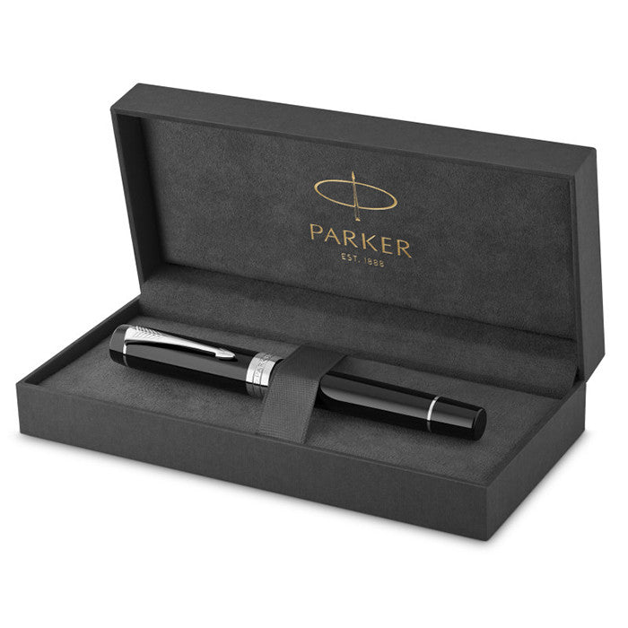 Parker Duofold Classic Fountain Pen Black with Chrome Trim by Parker at Cult Pens