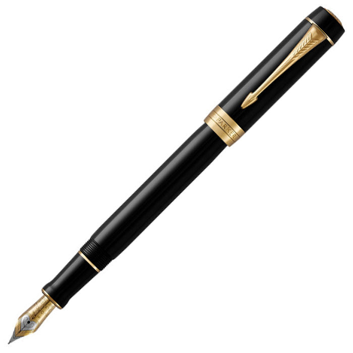 Parker Duofold Classic Fountain Pen Black with Gold Trim by Parker at Cult Pens
