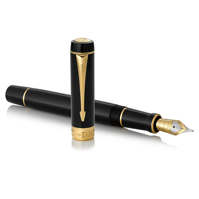 Parker Duofold Classic Fountain Pen Black with Gold Trim by Parker at Cult Pens