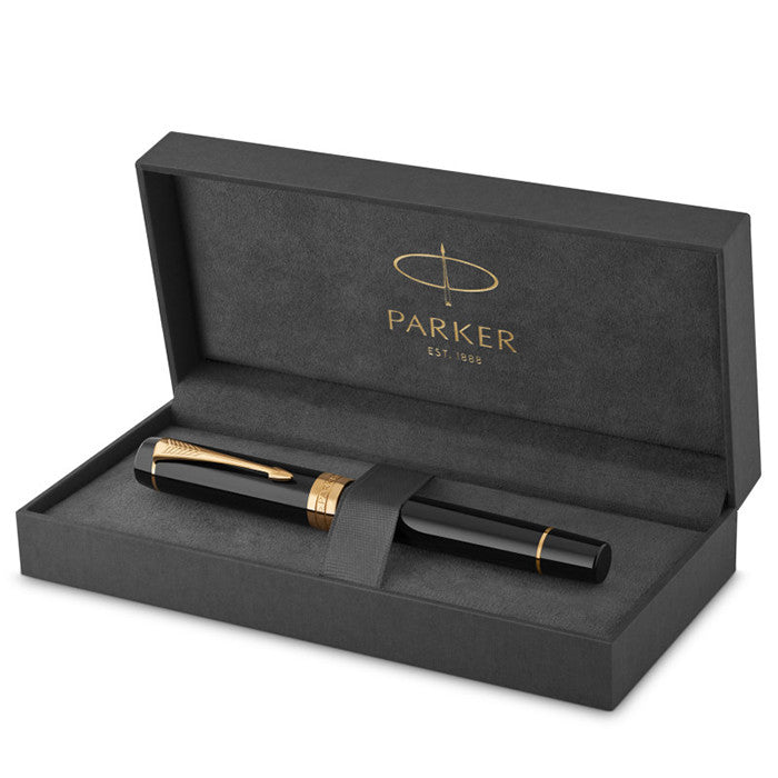 Parker Duofold Classic Fountain Pen Black with Gold Trim by Parker at Cult Pens