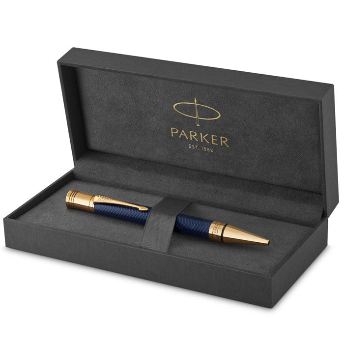 Parker Duofold Prestige Ballpoint Pen Blue Chevron by Parker at Cult Pens