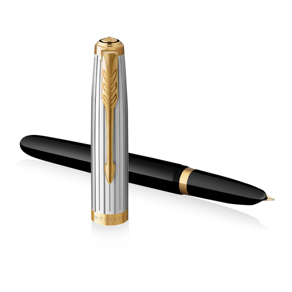 Parker 51 Fountain Pen Black with Gold Trim by Parker at Cult Pens