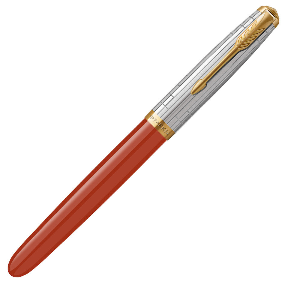 Parker 51 Fountain Pen Rage Red with Gold Trim by Parker at Cult Pens