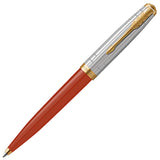 Parker 51 Ballpoint Pen Rage Red with Gold Trim by Parker at Cult Pens